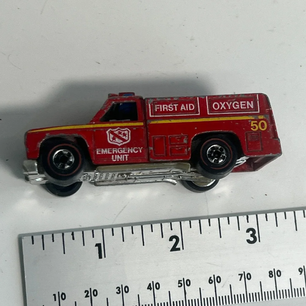 Hot Wheels 1974 Redline Emergency Unit Fire Truck Red Mattel Hong Kong Vintage